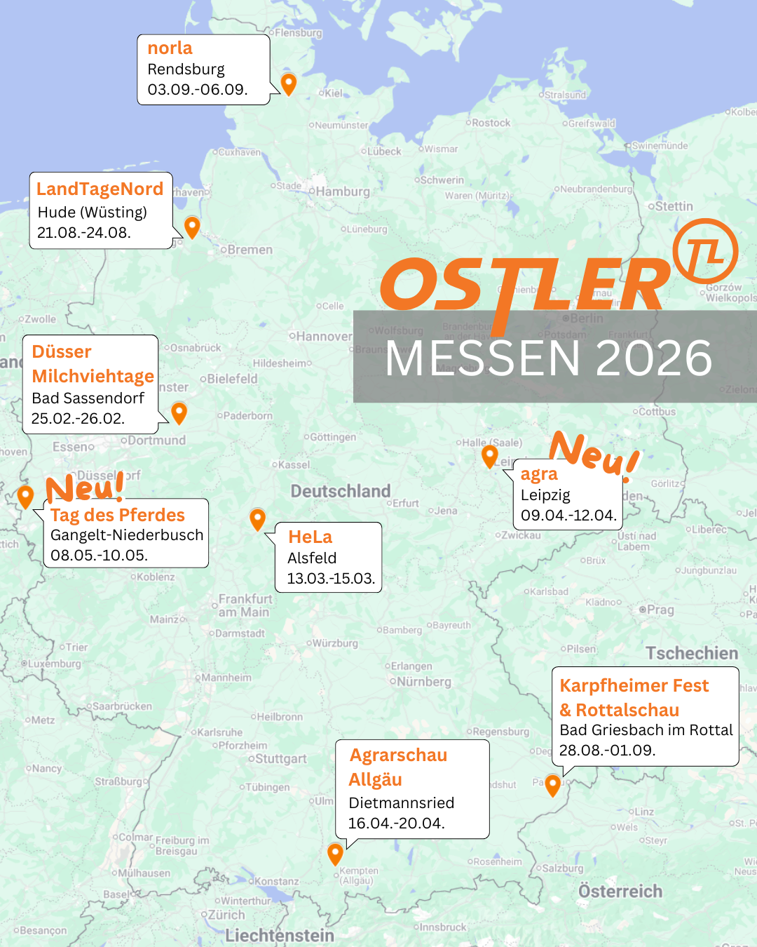 Messen und Ausstellungen 2026, auf denen OSTLER vertreten ist