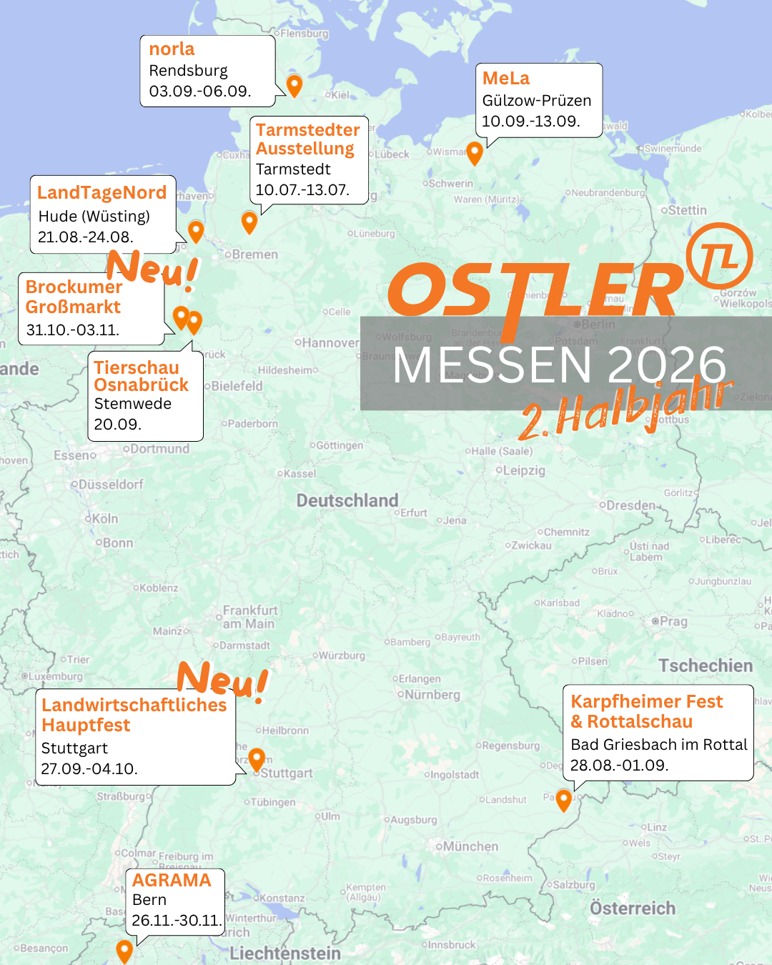 Messen-und-Ausstellungen-2026-2-Neu Übersicht der Messen, auf denen ihr die Ostler Hoflader live erleben könnt.